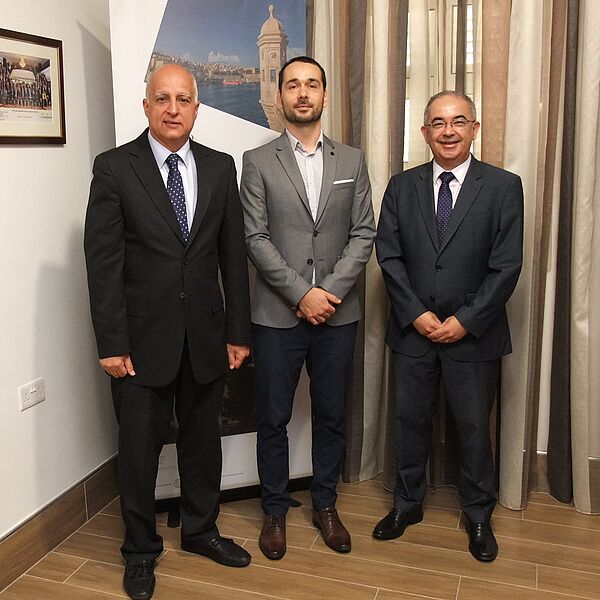 Auditor General of NAO Malta, Charles Deguara, Auditor of the SAI Slovenia, Luka Ramovš, and Deputy Auditor General of NAO Malta, Noel Camilleri