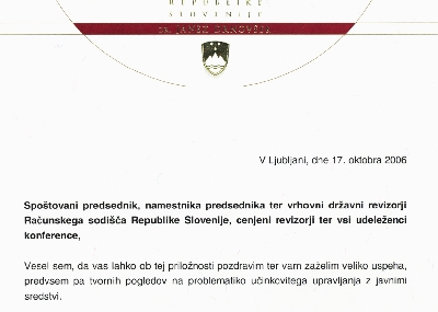 Pozdravno pismo dr. Janeza Drnovška